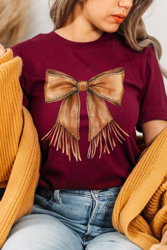 Western Cowgirl Bow Graphic Plus Tee - ClassiQ