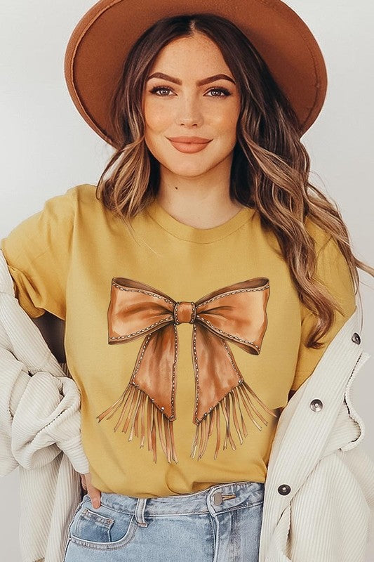 Western Cowgirl Bow Graphic Plus Tee - ClassiQ