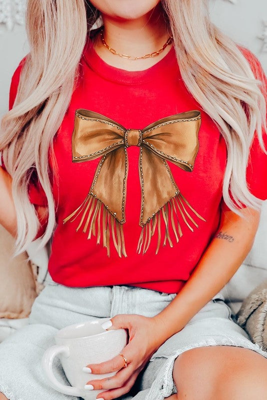 Western Cowgirl Bow Graphic Plus Tee - ClassiQ