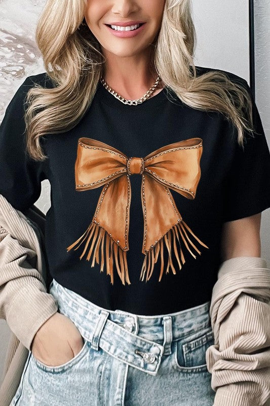 Western Cowgirl Bow Graphic Plus Tee - ClassiQ