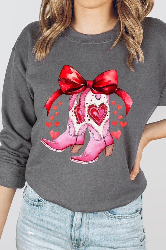 Valentine Cowgirl Boots Graphic Plus Sweatshirt - Classique Collection