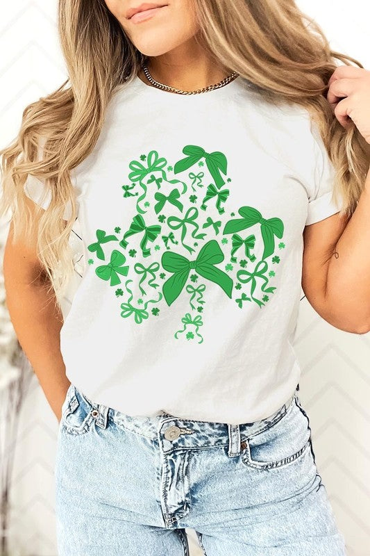 Shamrock Coquette Bow Graphic Tee - ClassiQ