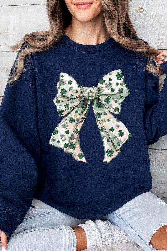 St Patrick's Day Coquette Bow Graphic Sweatshirt - Classique Collection