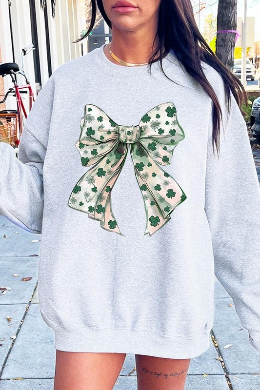 St Patrick's Day Coquette Bow Graphic Sweatshirt - Classique Collection
