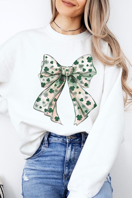 St Patrick's Day Coquette Bow Graphic Sweatshirt - Classique Collection