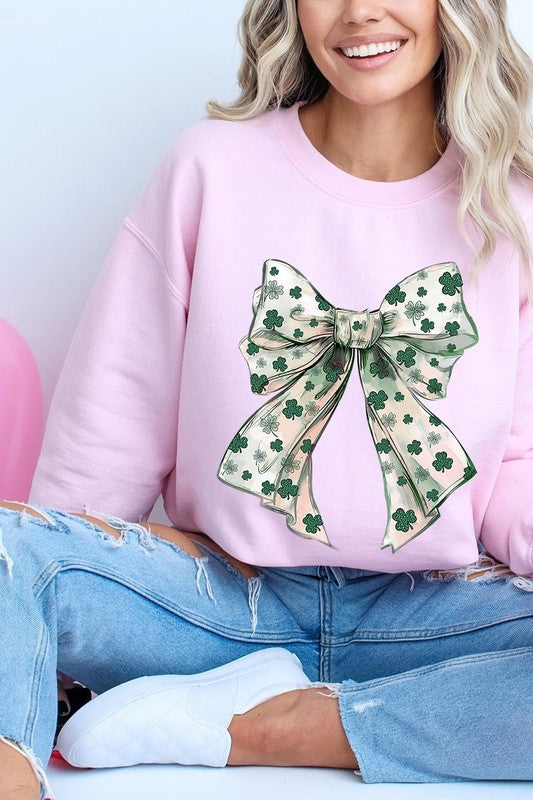St Patrick's Day Coquette Bow Graphic Sweatshirt - Classique Collection