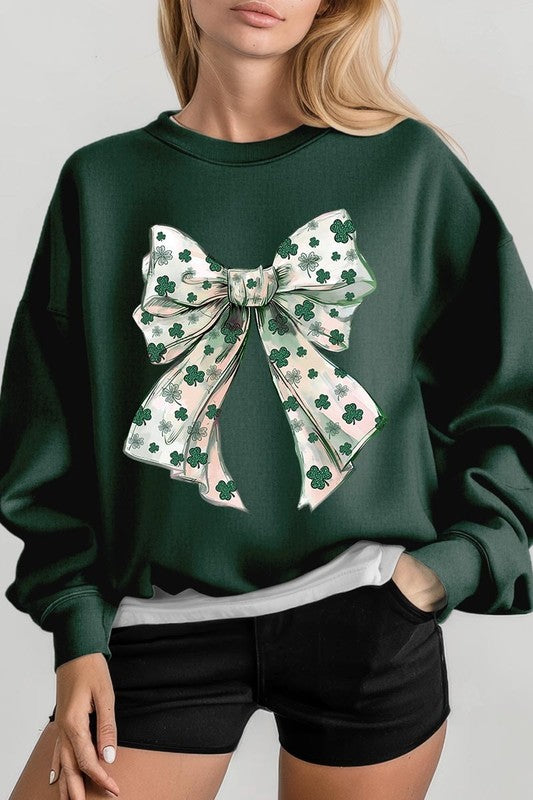St Patrick's Day Coquette Bow Graphic Sweatshirt - Classique Collection