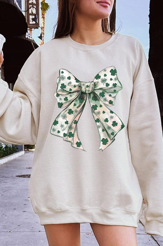 St Patrick's Day Coquette Bow Graphic Sweatshirt - Classique Collection