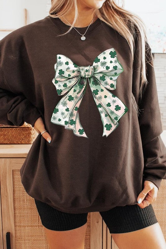 St Patrick's Day Coquette Bow Graphic Sweatshirt - Classique Collection
