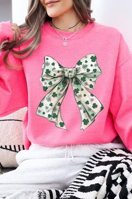 St Patrick's Day Coquette Bow Graphic Sweatshirt - Classique Collection
