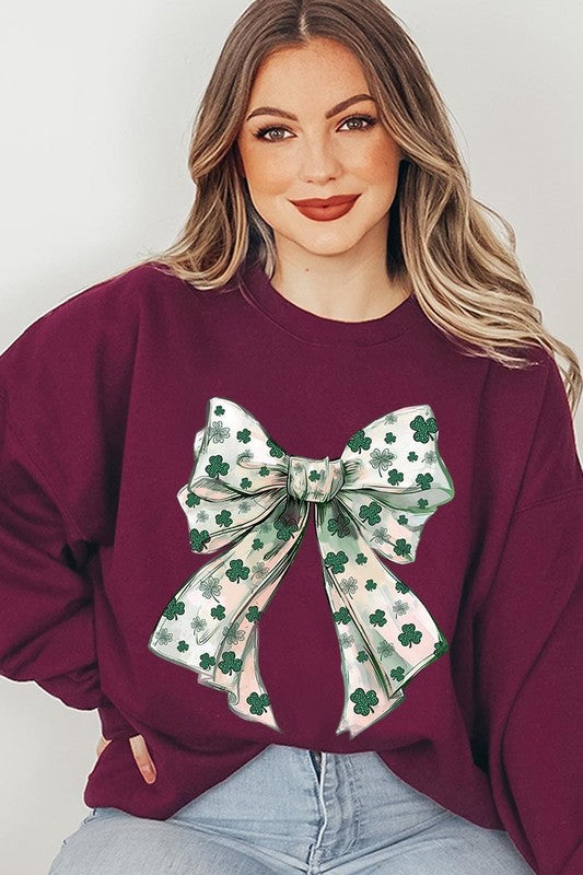 St Patrick's Day Coquette Bow Graphic Sweatshirt - Classique Collection