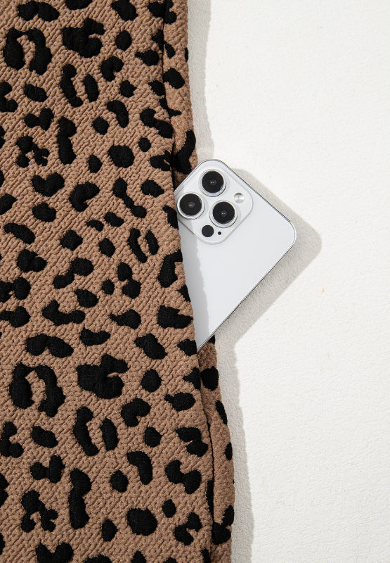 Leopard Johnny Collar Sleeveless Mini Dress - Classique Collection