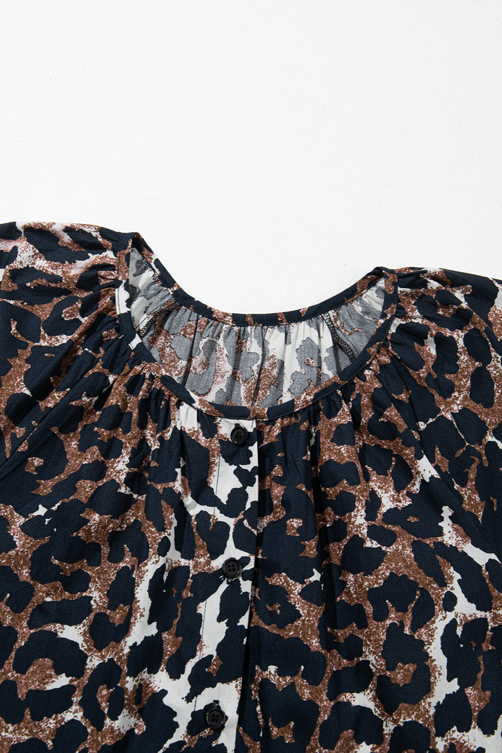 Leopard Button Up Half Sleeve Mini Dress - Classique Collection