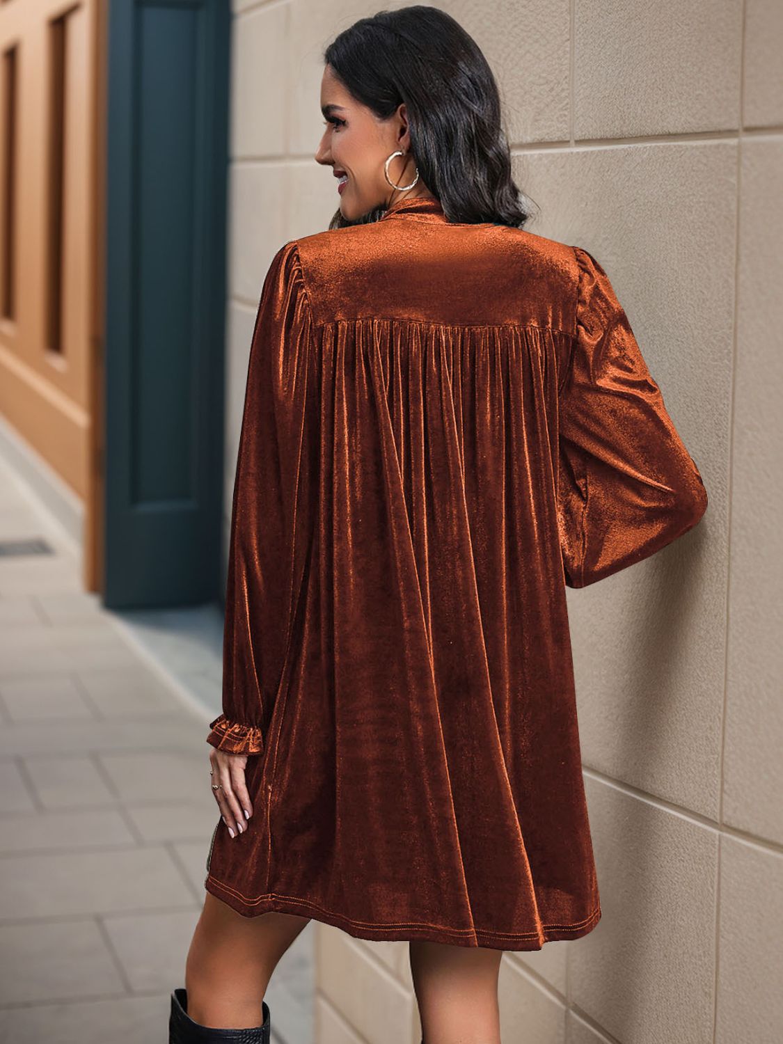 Perfee Ruched Surplice Long Sleeve Mini Dress - Classique Collection