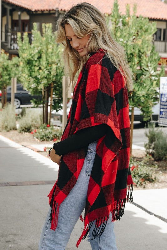 Buffalo Check Tassel Poncho - Classique Collection