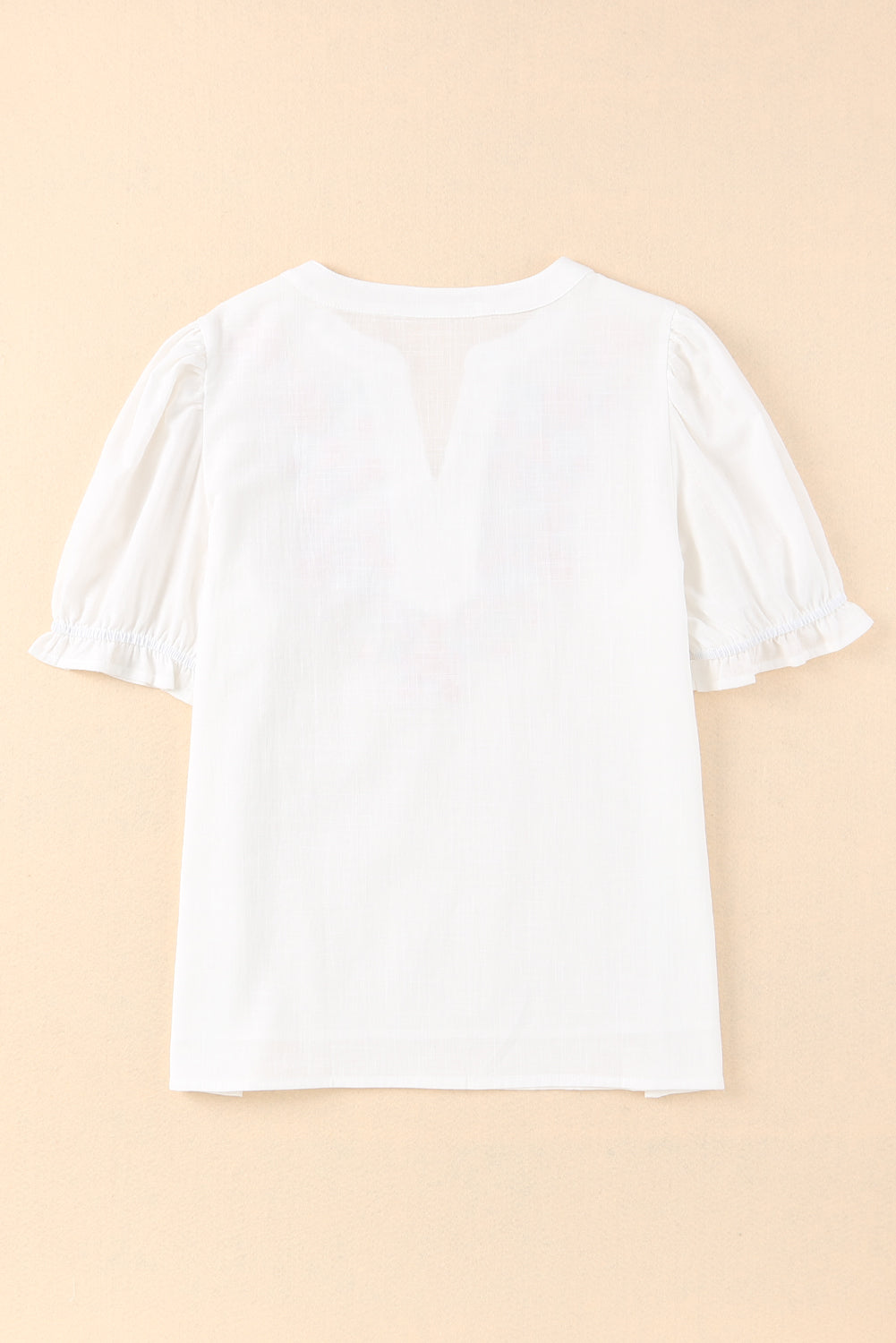 Embroidered Notched Neck Flounce Sleeve Top - Classique Collection