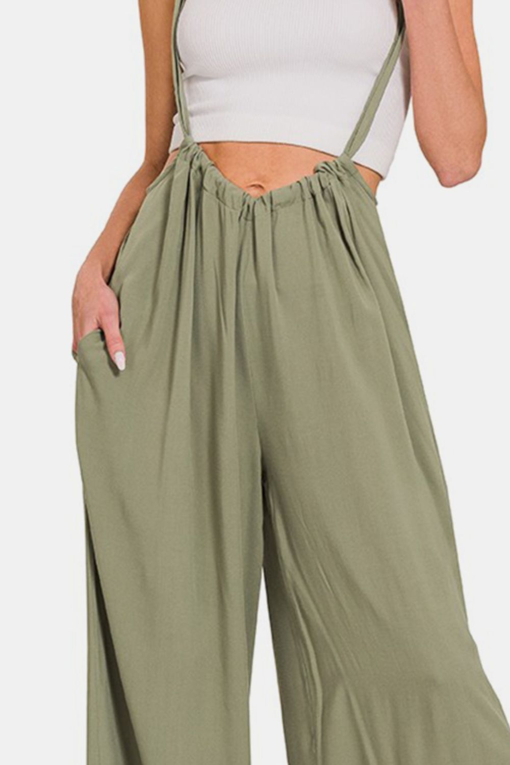 Zenana Pocketed Wide Strap Wide Leg Overalls - Classique Collection