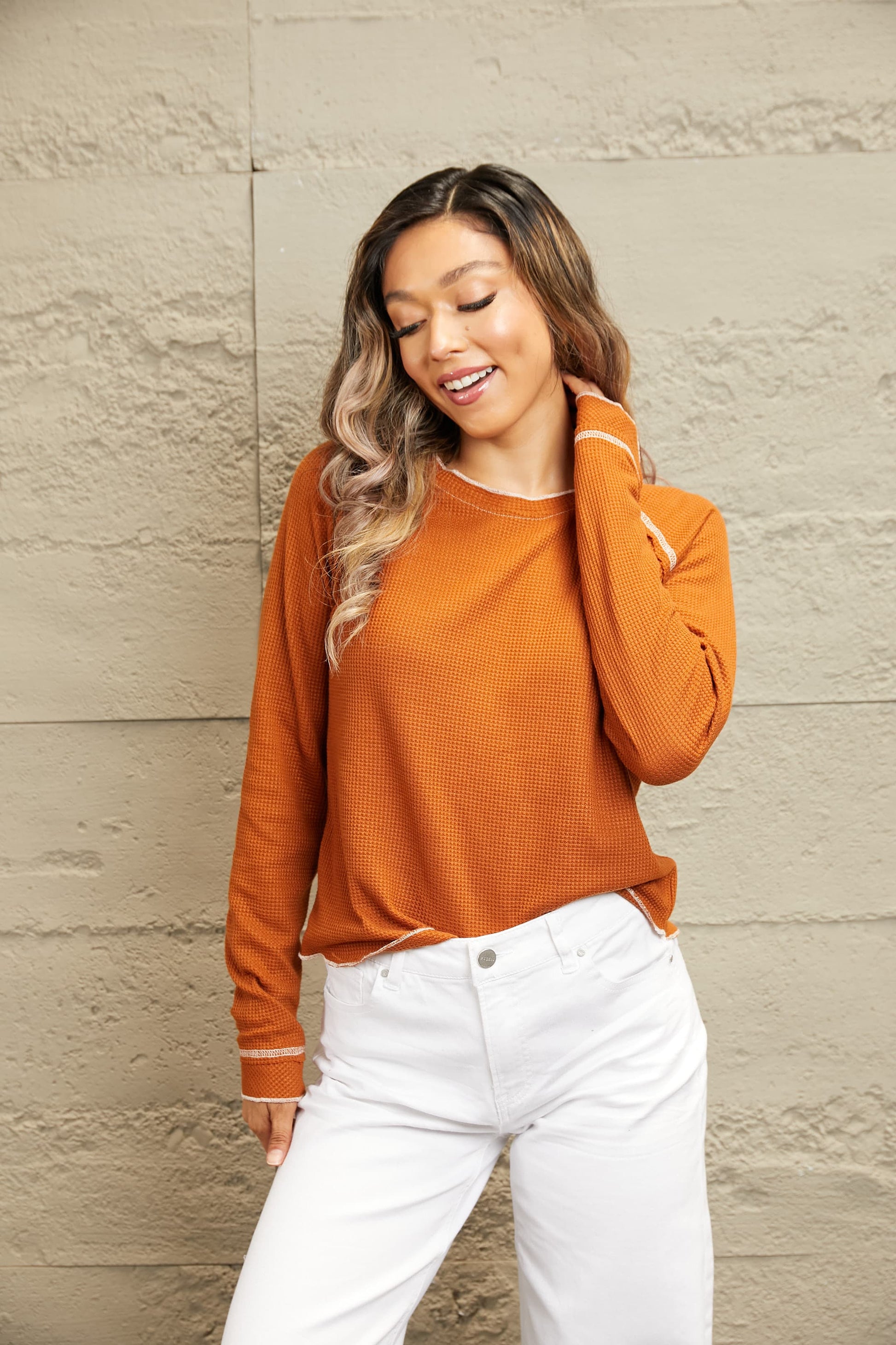 Long Raglan Sleeve Round Neck Top - Classique Collection