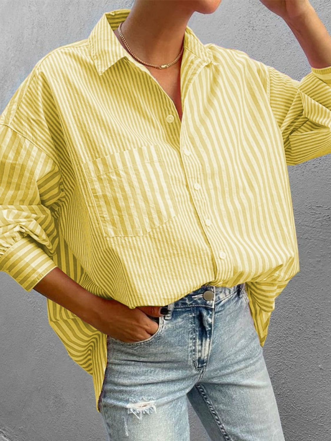 Striped Button Down Long Sleeve Shirt - Classique Collection
