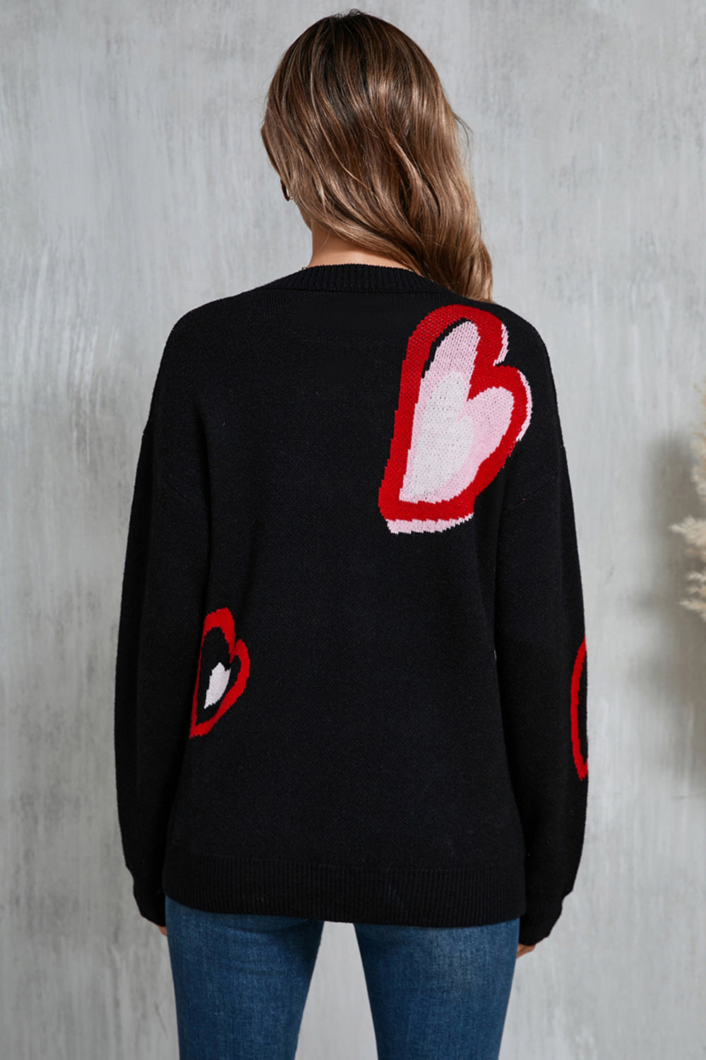 Angel Wings Heart Round Neck Long Sleeve Sweater - ClassiQ