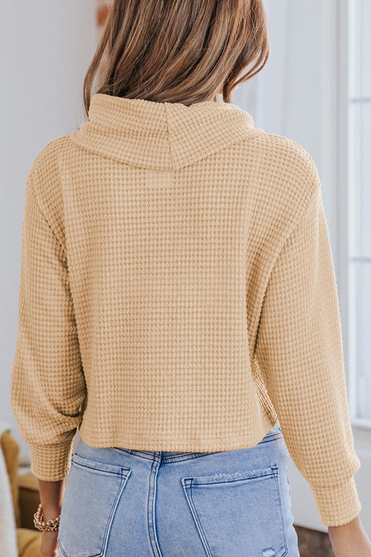 Waffle-Knit High Neck Top - Classique Collection