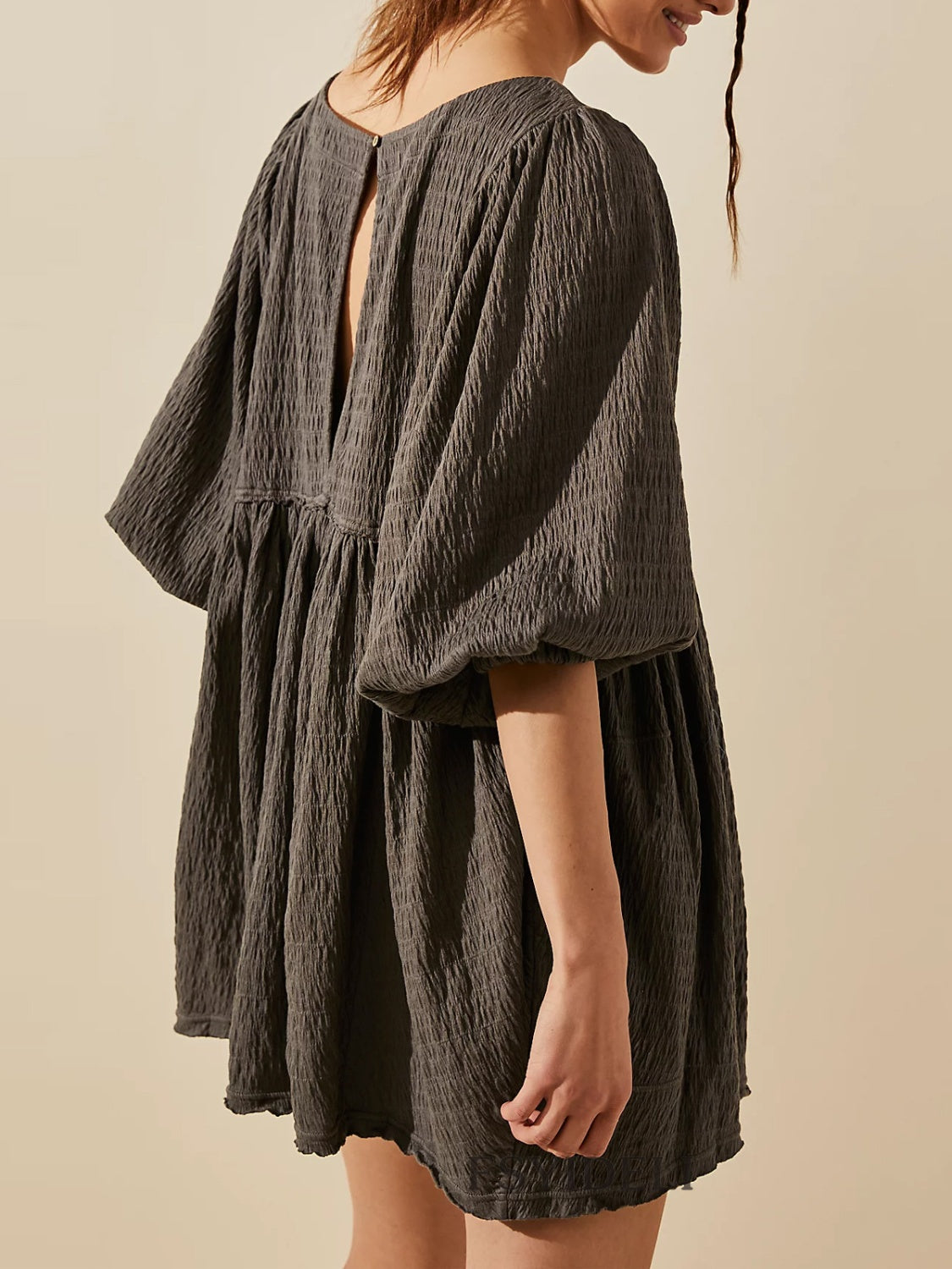 Cutout Textured Long Sleeve Mini Dress - Classique Collection