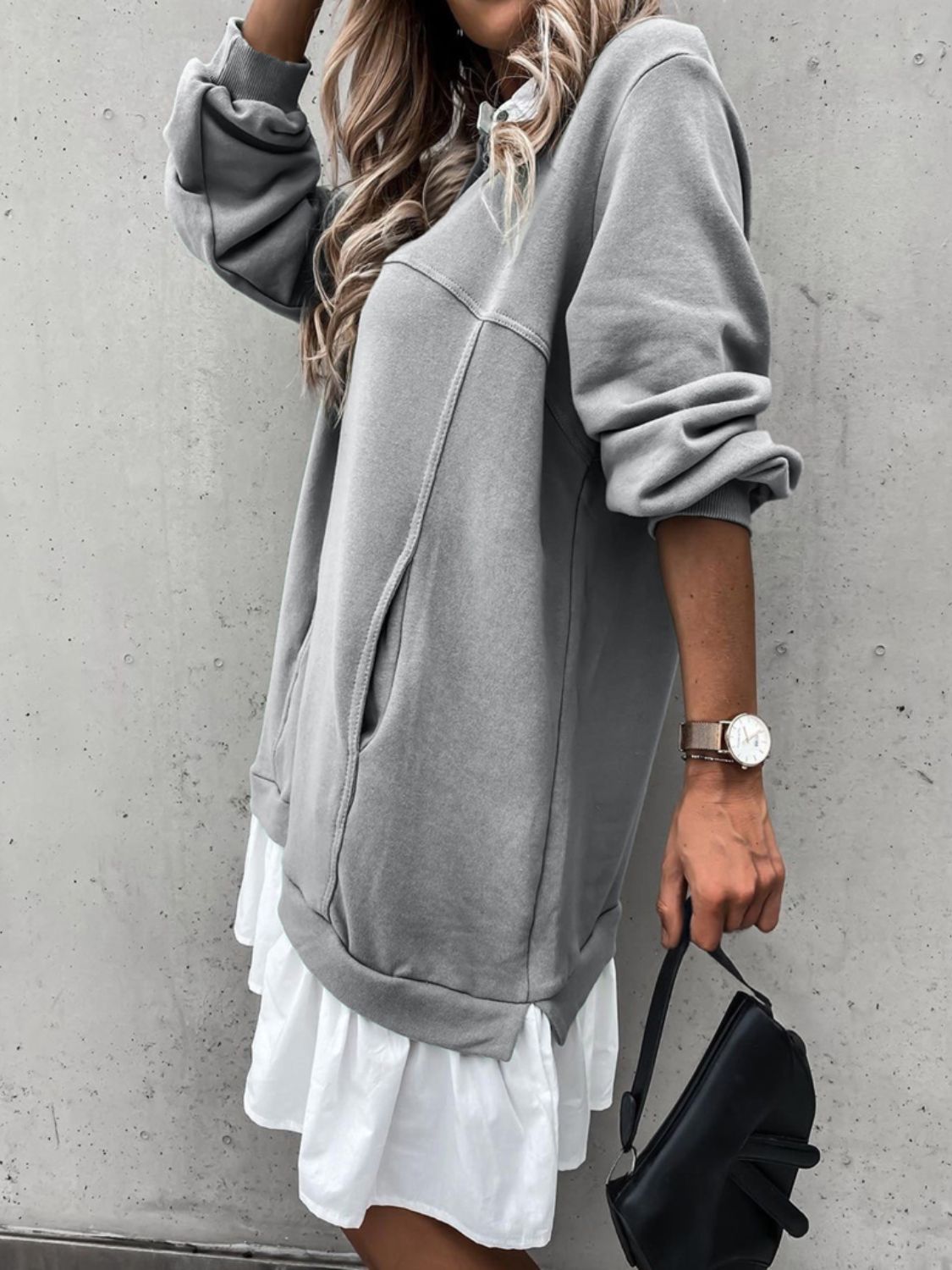 Devine Ruffle Hem Long Sleeve Mini Dress - Classique Collection