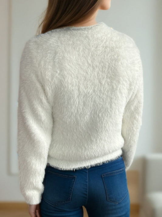 Cutout Knot Button Long Sleeve Cardigan - ClassiQ