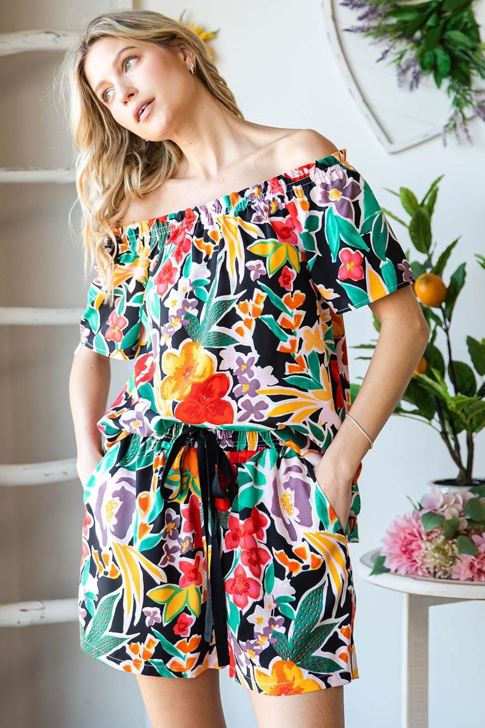 Cotton Bleu by Nu Label Floral Off-Shoulder Top - Classique Collection