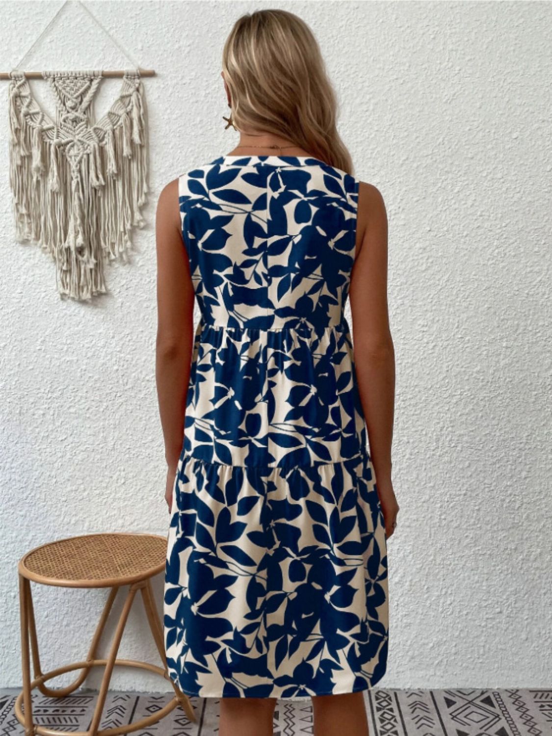 Printed Notched Sleeveless Mini Dress - Classique Collection
