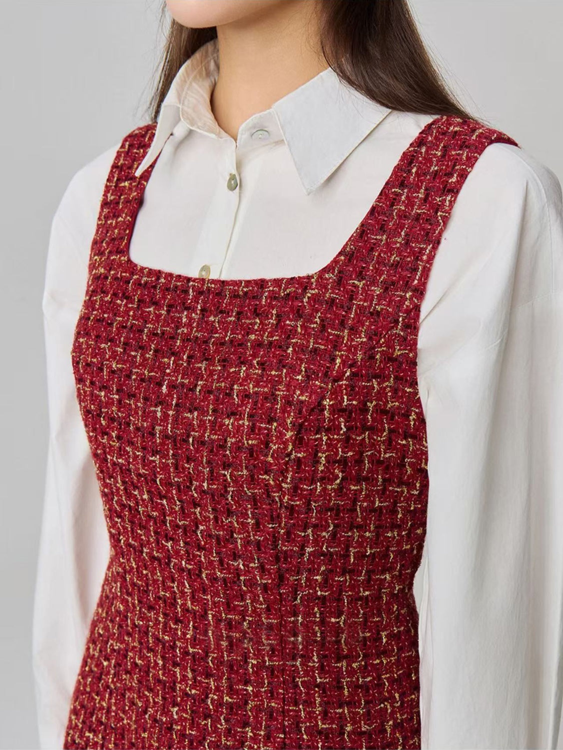 Square Neck Wide Strap Dress - Classique Collection