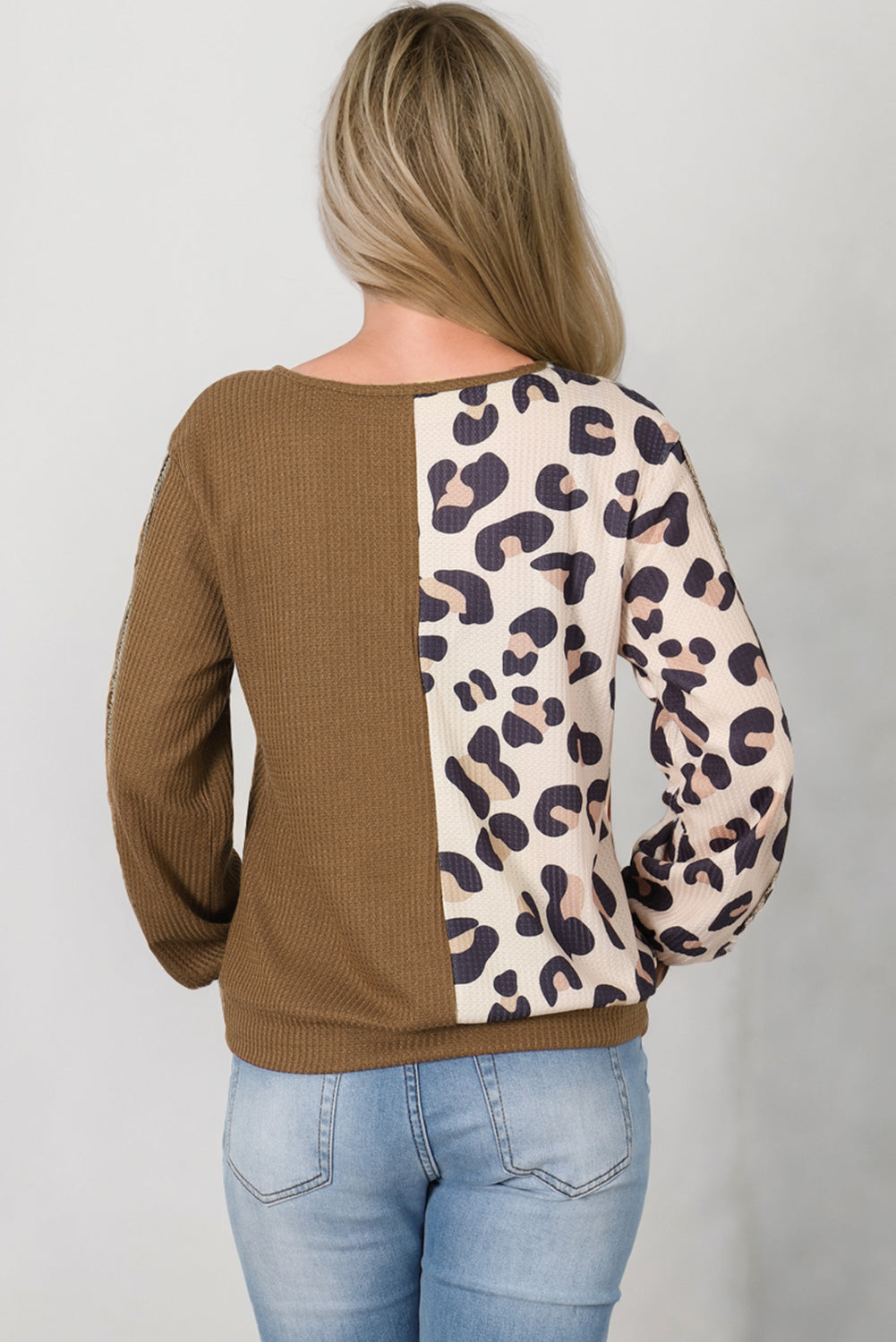 Leopard V-Neck Waffle-Knit Top - Classique Collection