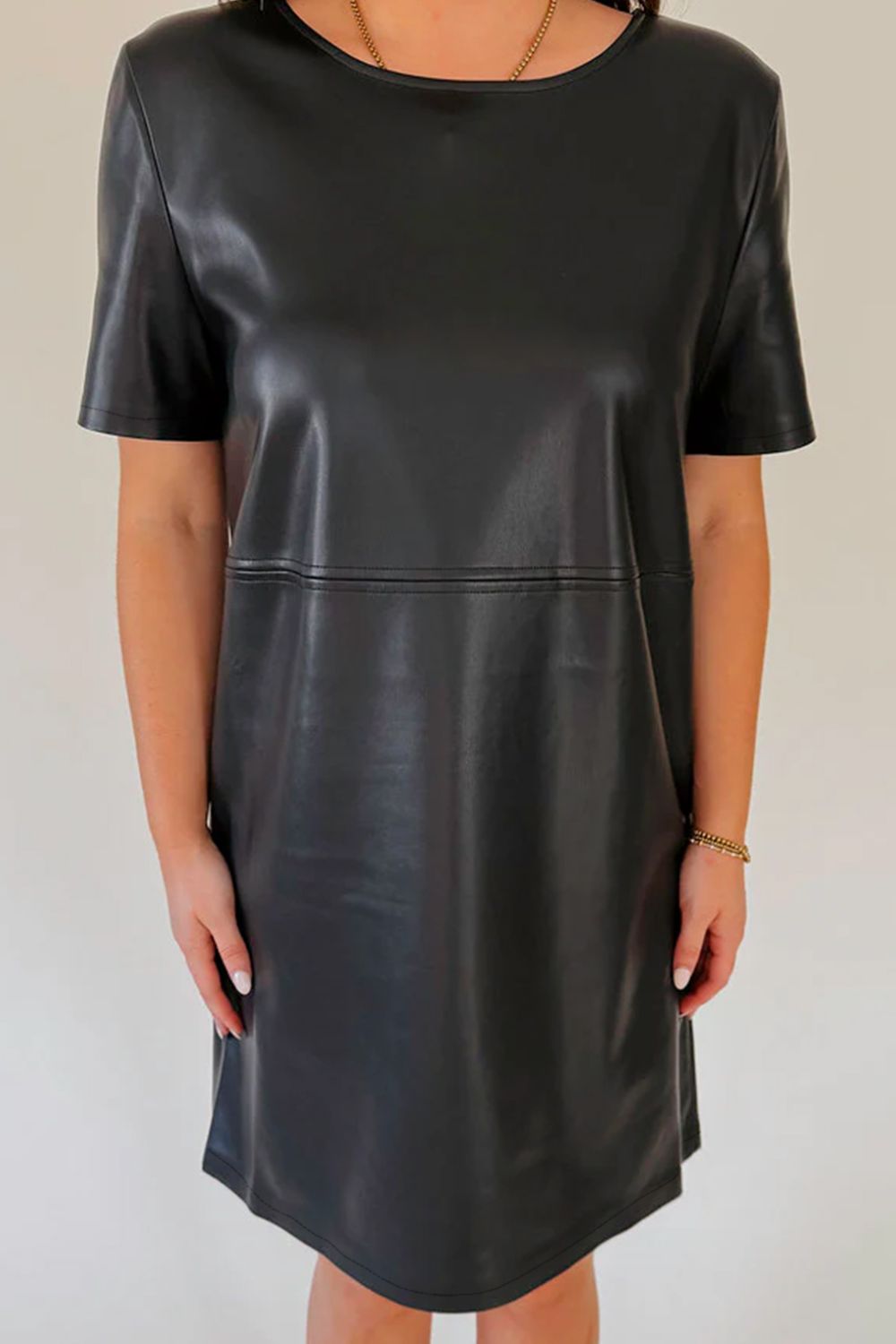 Round Neck Short Sleeve Mini Dress - ClassiQ