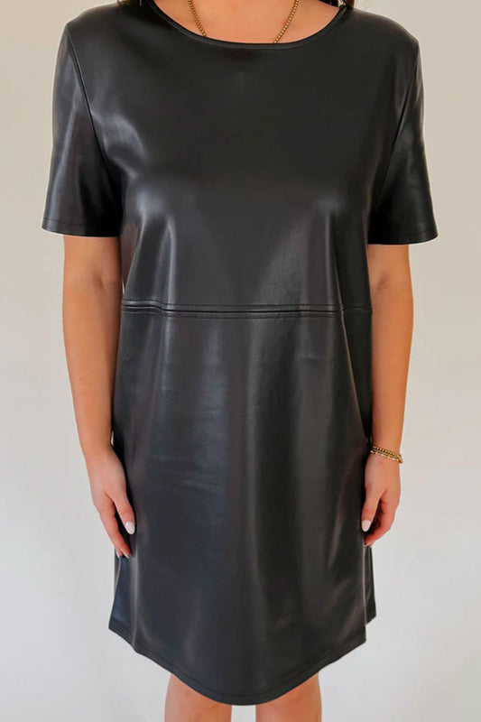 Round Neck Short Sleeve Mini Dress - ClassiQ