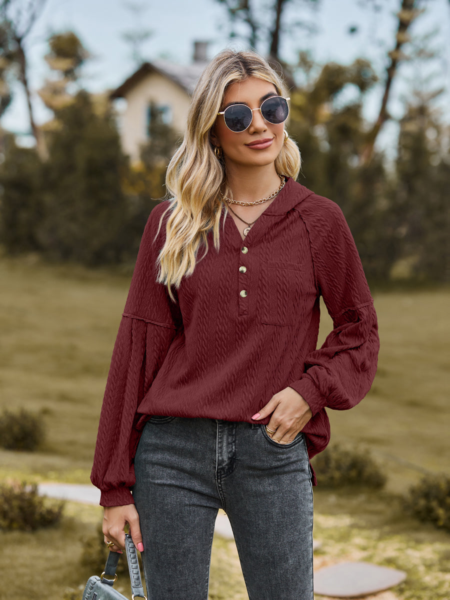 Cable-Knit Dropped Shoulder Hoodie - Classique Collection