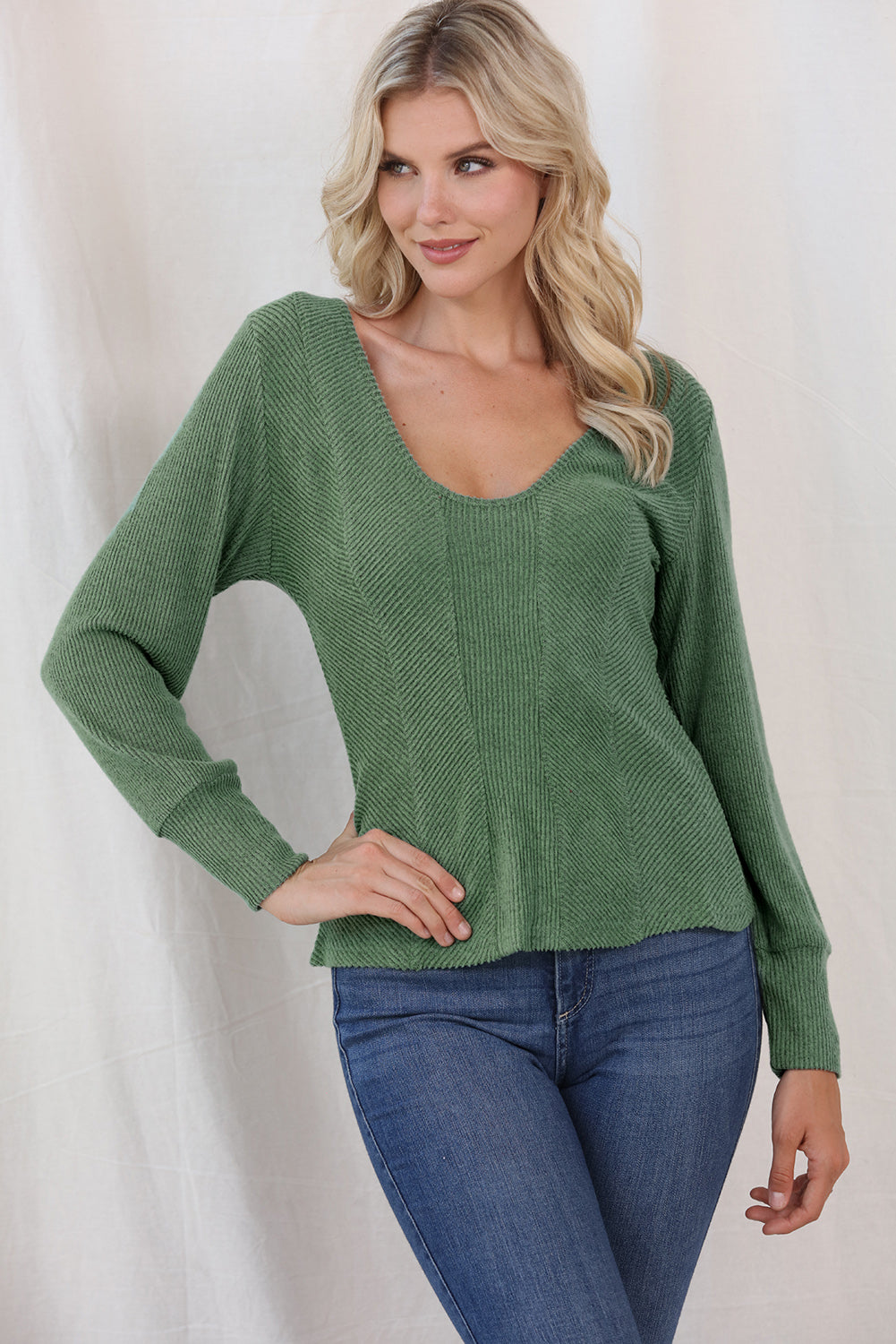 Scoop Neck Long Sleeve Top - ClassiQ