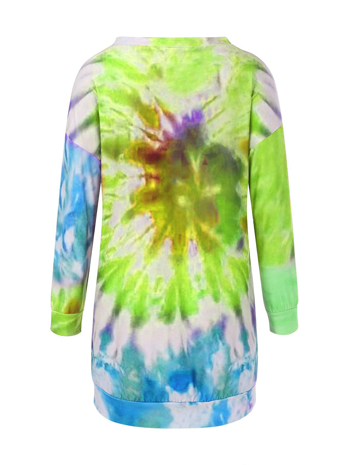 Full Size Tie-Dye Round Neck Long Sleeve Dress - Classique Collection