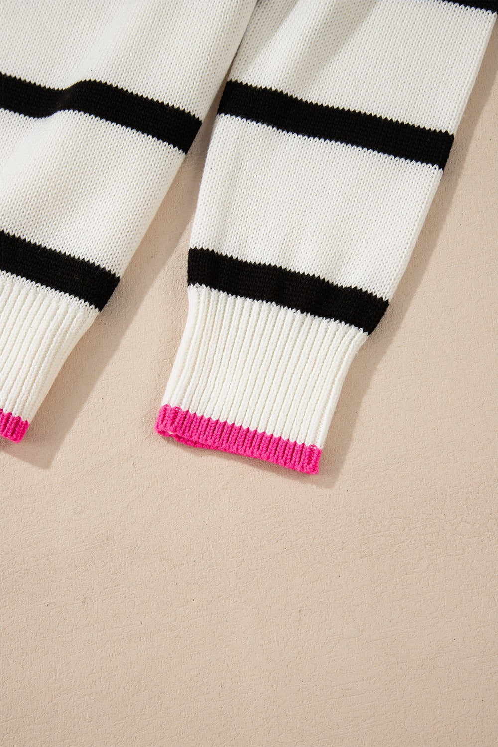 Striped Round Neck Drop Shoulder Sweater - Classique Collection