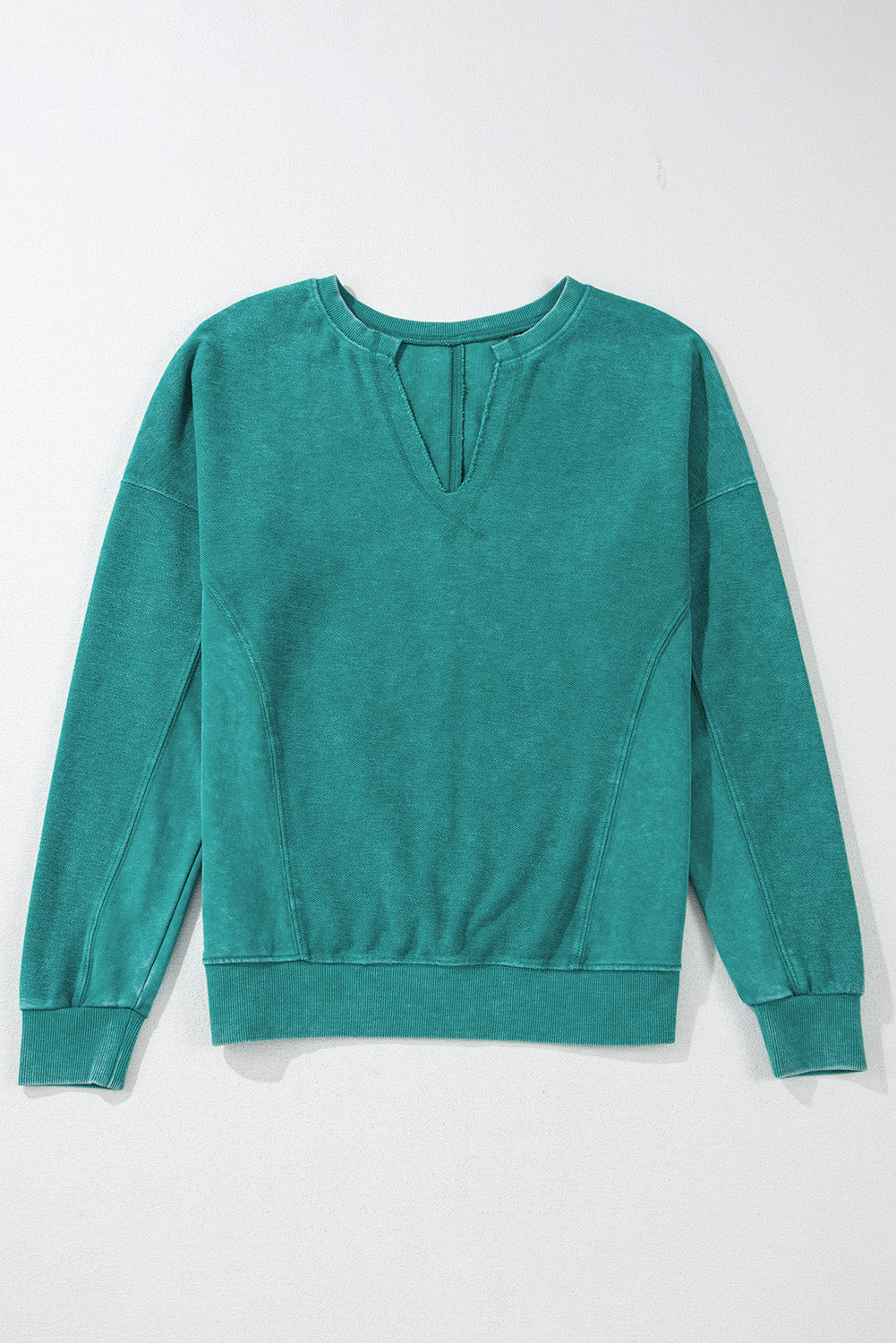 Notched Drop Shoulder Long Sleeve Sweatshirt - Classique Collection