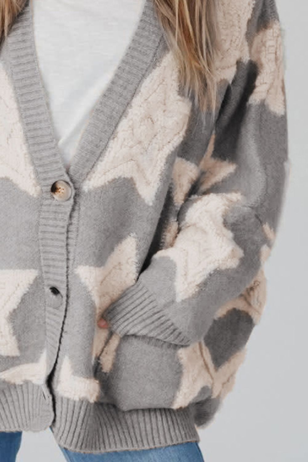 Star Button Up Long Sleeve Cardigan - ClassiQ