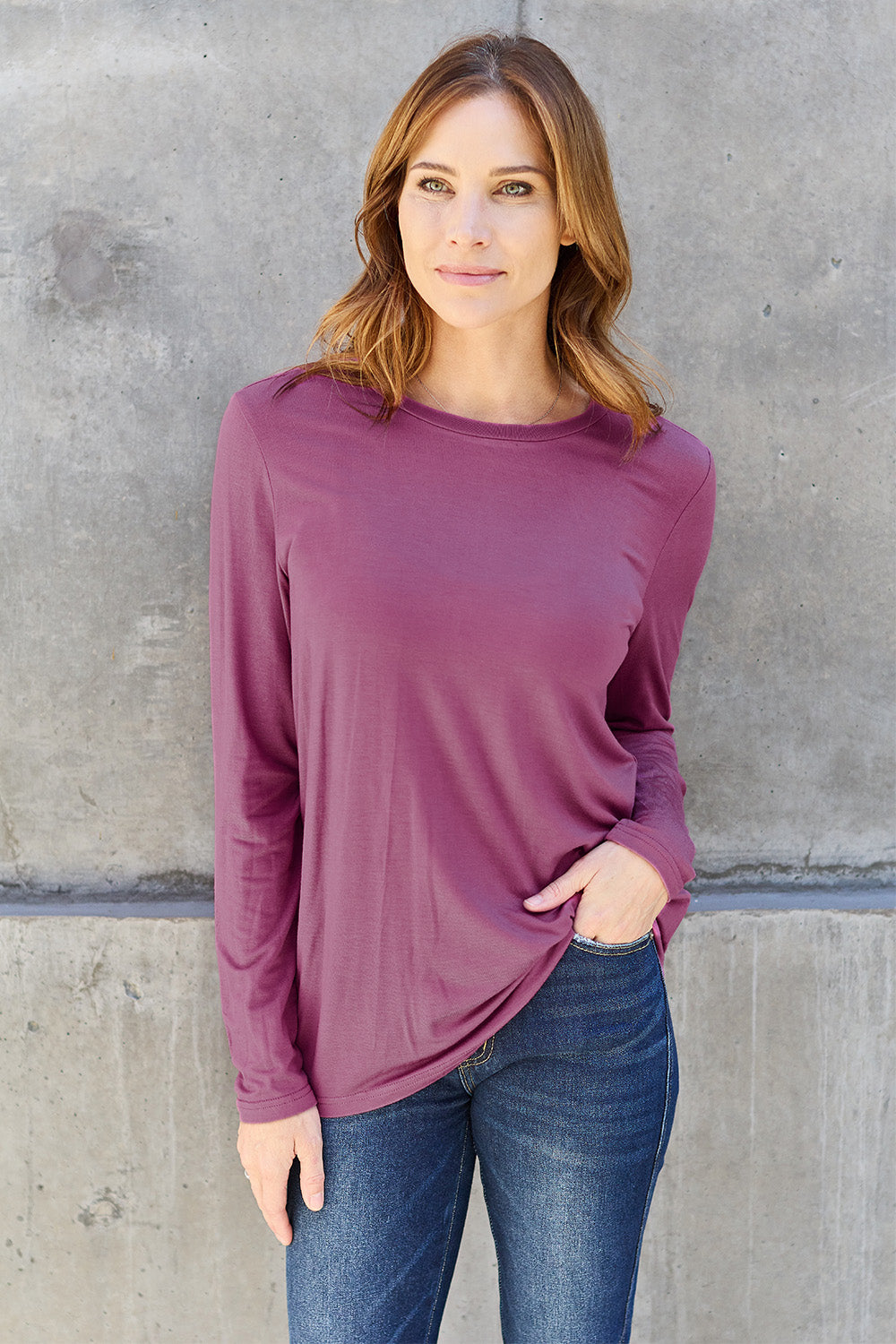 Basic Bae Full Size Round Neck Long Sleeve Top - Classique Collection