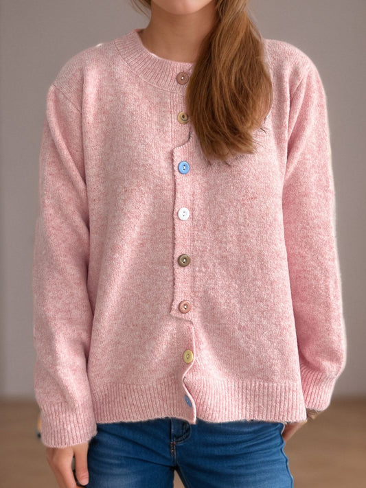 Button Down Long Sleeve Cardigan - ClassiQ