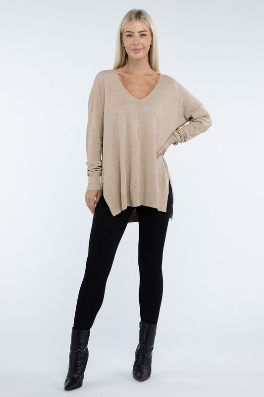 Hi-Low Hem Front Seam Sweater - Classique Collection