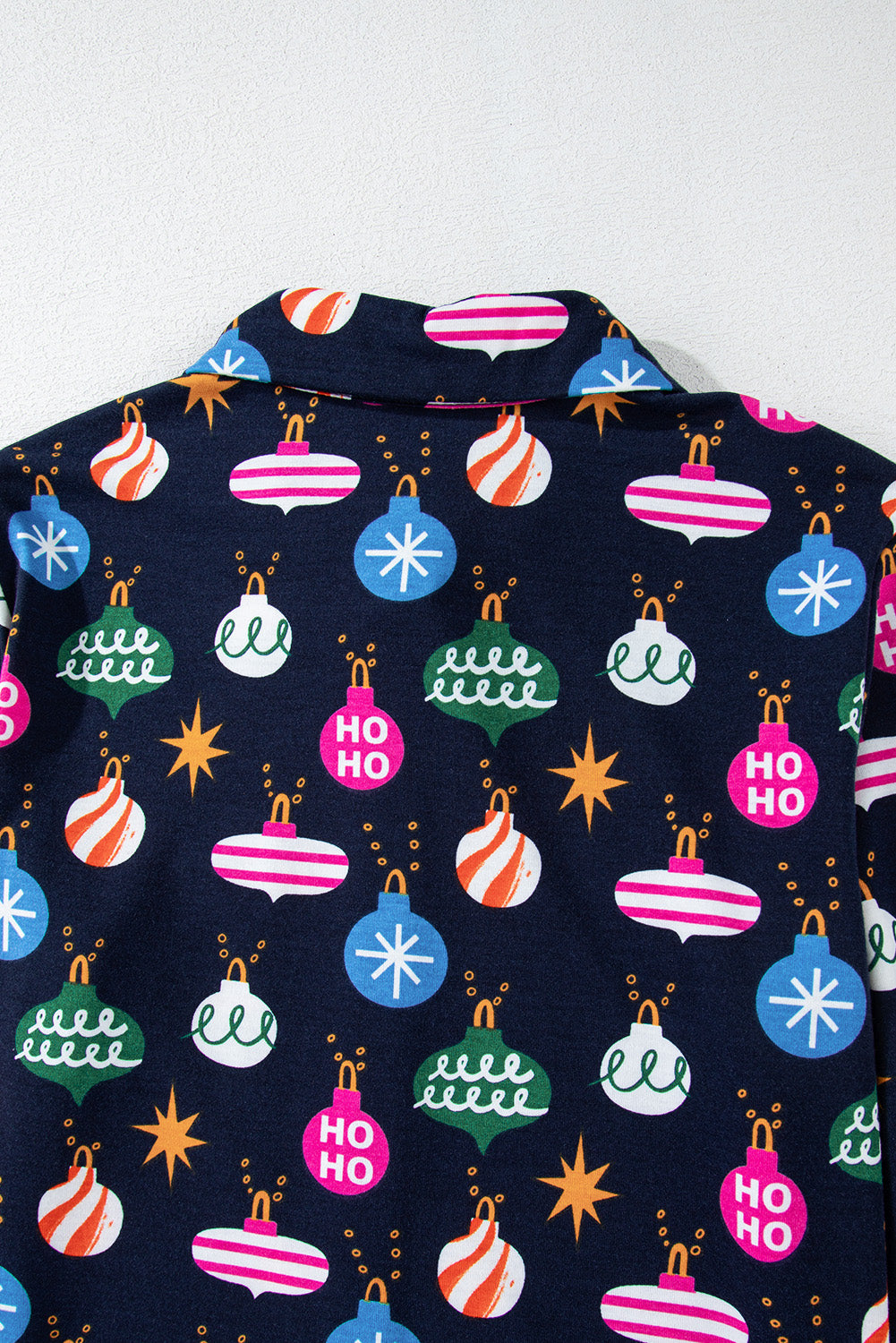 Christmas Lights Print Collared Neck Top and Pants Set - ClassiQ