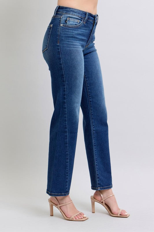 Judy Blue Full Size Side Seam Detail Straight Jeans with Pockets - Classique Collection