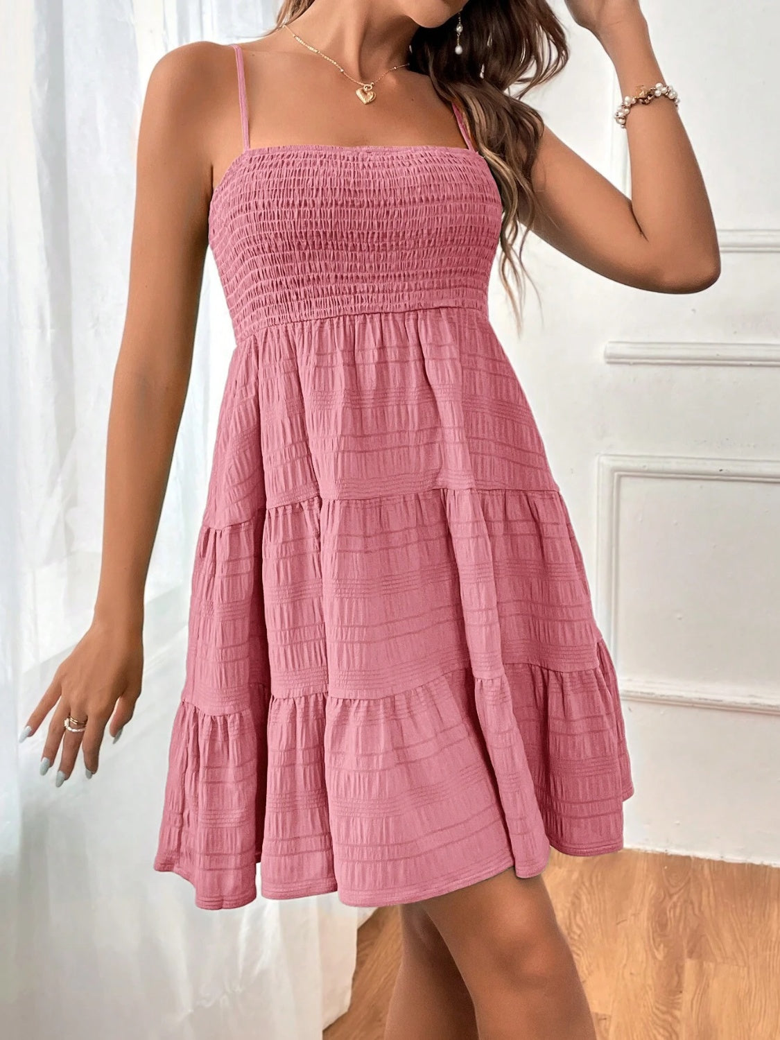 Smocked Tiered Sleeveless Mini Dress - Classique Collection