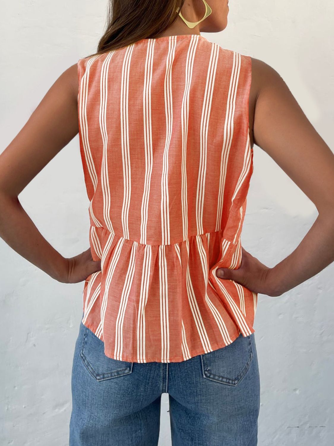 Tied Striped Round Neck Tank - Classique Collection