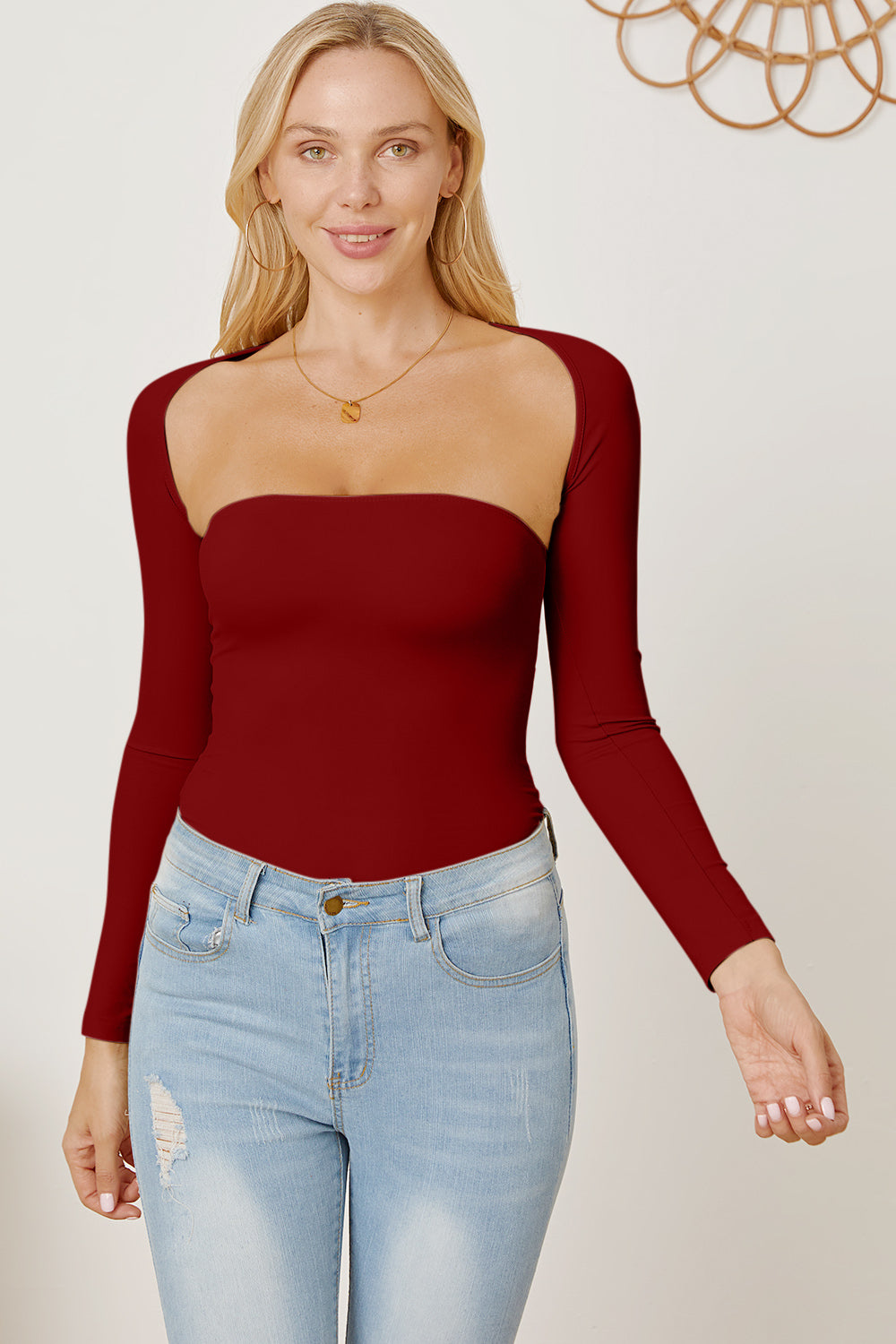 Cutout Raglan Sleeve Bolero and Tube Top - Classique Collection
