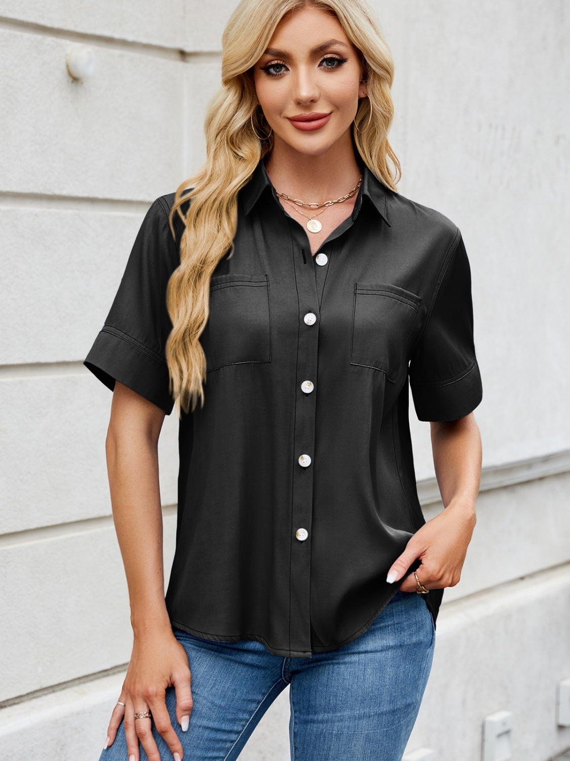Collared Neck Short Sleeve Shirt - Classique Collection