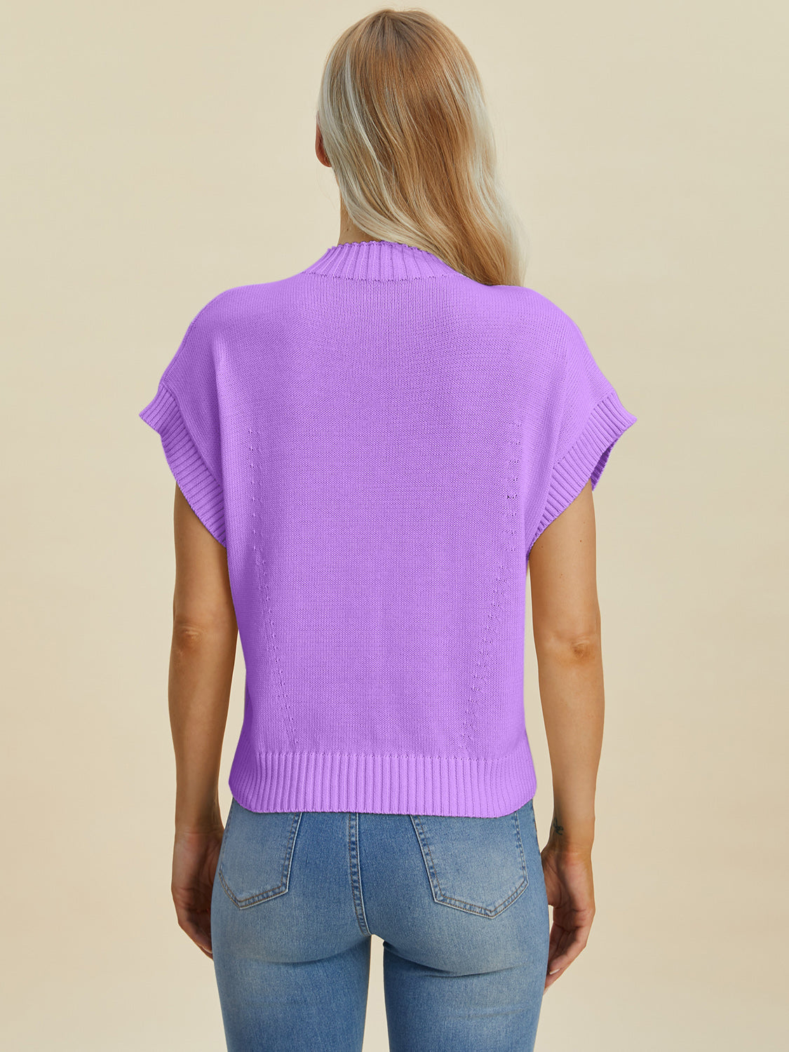 Double Take Full Size Mock Neck Short Sleeve Sweater - ClassiQ
